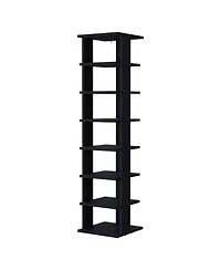 Fm Furniture Ivonny 7 Tier Tall Vertical Shoe Rack, Freestanding Organizer with Open Shelves, Wenge