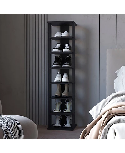 Fm Furniture Ivonny 7 Tier Tall Vertical Shoe Rack, Freestanding Organizer with Open Shelves, Wenge