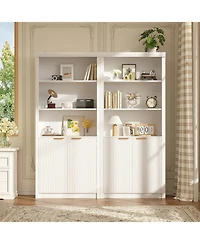 Gaomon 5-Tier Bookcase with Storage Cabinet & Adjustable Shelf, Mid-Century Modern Display Bookshelf for Home Office or Living Room