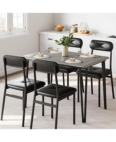 gaomon Dining Table Set for 4, Kitchen Chairs of Industrial Room with 4 Upholstered