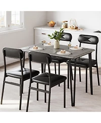 gaomon Dining Table Set for 4, Kitchen Chairs of Industrial Room with 4 Upholstered