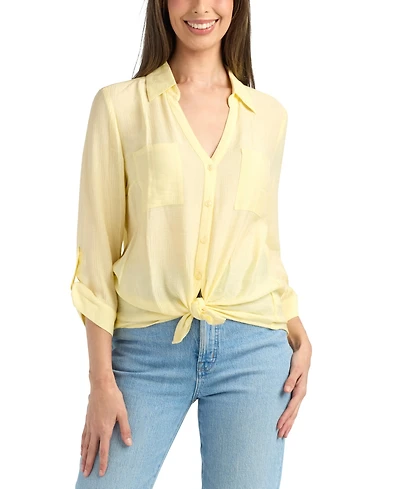 Bcx Women's Button-Up Collared Shirt