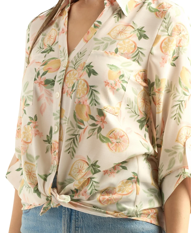 Bcx Women's Printed Button-Up Shirt