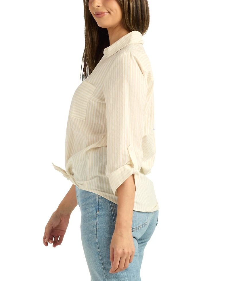 Bcx Women's Striped Button-Up Shirt