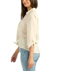Bcx Women's Striped Button-Up Shirt
