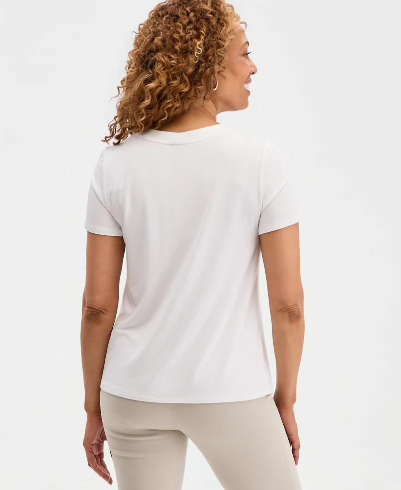 Jm Collection Women's Laced-Grommet-Trim V-Neck Top, Macy's Exclusive