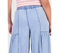 Madden Girl Juniors' Chambray Tiered-Leg Drawstring Pants