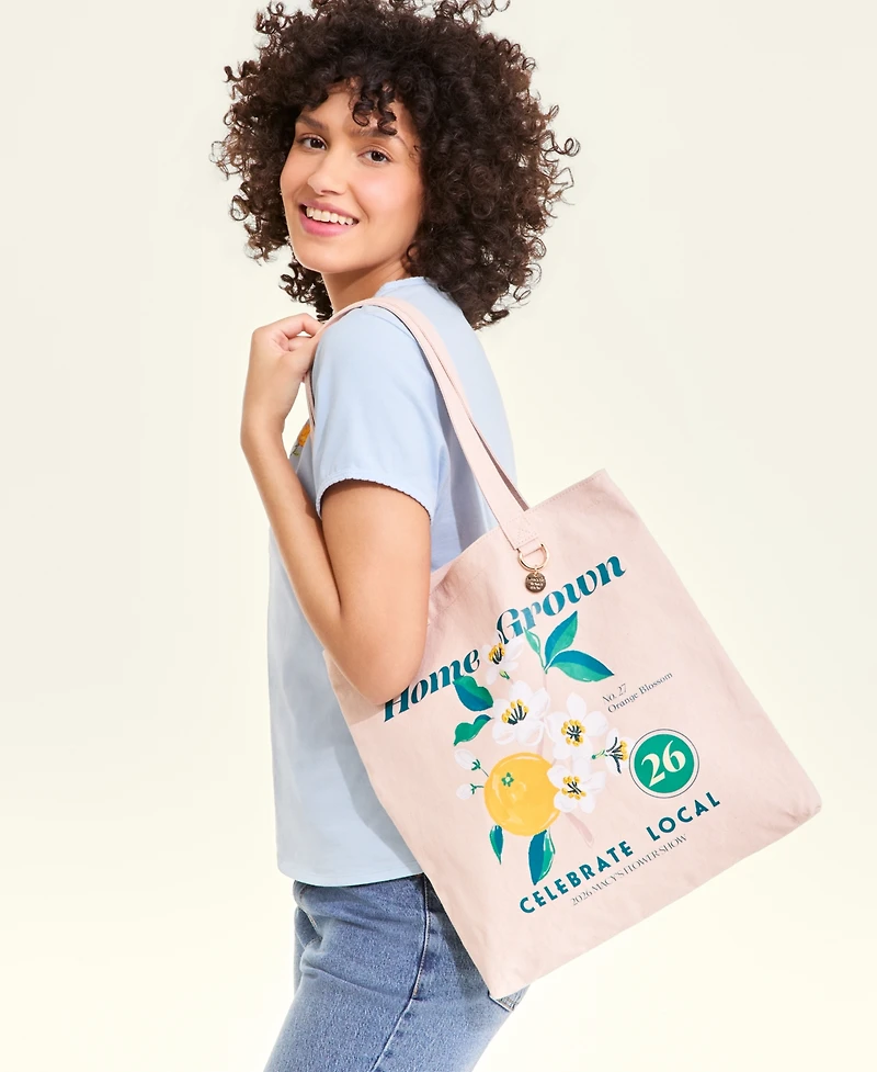 Macy's Flower Show Home Grown Graphic Farmers Market Tote Bag, Macy's Exclusive