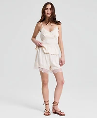 And Now This Women's Satin Lace-Trim Shorts, Macy's Exclusive