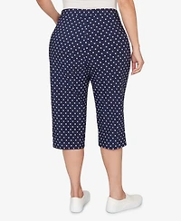 Alfred Dunner Plus Port Side Polka Dot Flat Front Denim Capri Pants