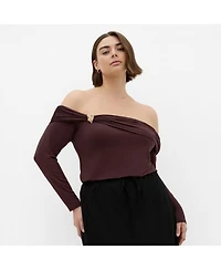 City Chic Women's Plus Buckle Detail Top