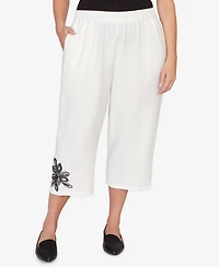Alfred Dunner Plus Crowd Pleaser Floral Embroidered Relaxed Capri Pants