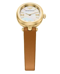 Emporio Armani Women's Quartz Two-Hand Brown Leather Watch, 28mm