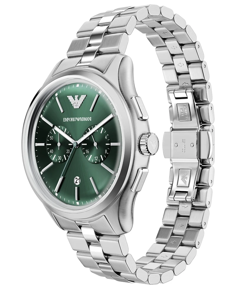 Emporio Armani Men's Quartz Chronograph Silver Stainless Steel Watch, 42mm