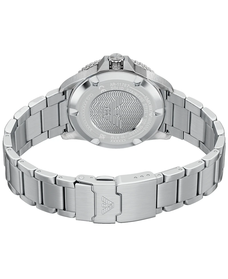 Emporio Armani Men's World Explorer Solar Three Hand Silver Stainless Steel Watch, 42mm