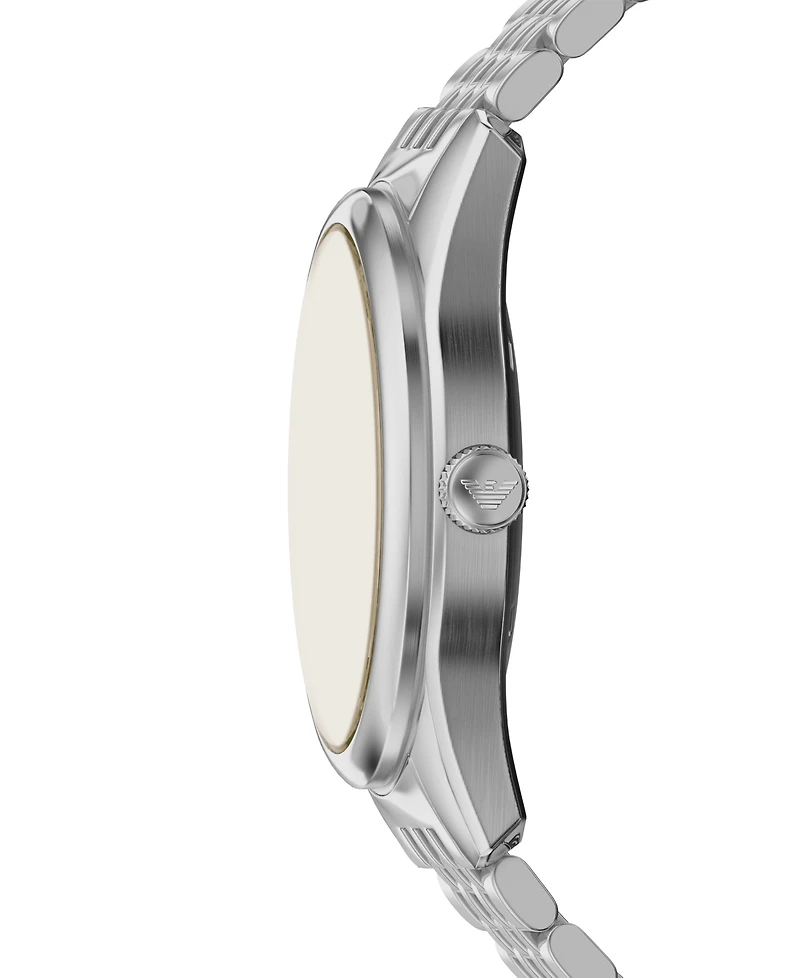 Emporio Armani Men's Automatic Three-Hand Silver Stainless Steel Watch, 43mm