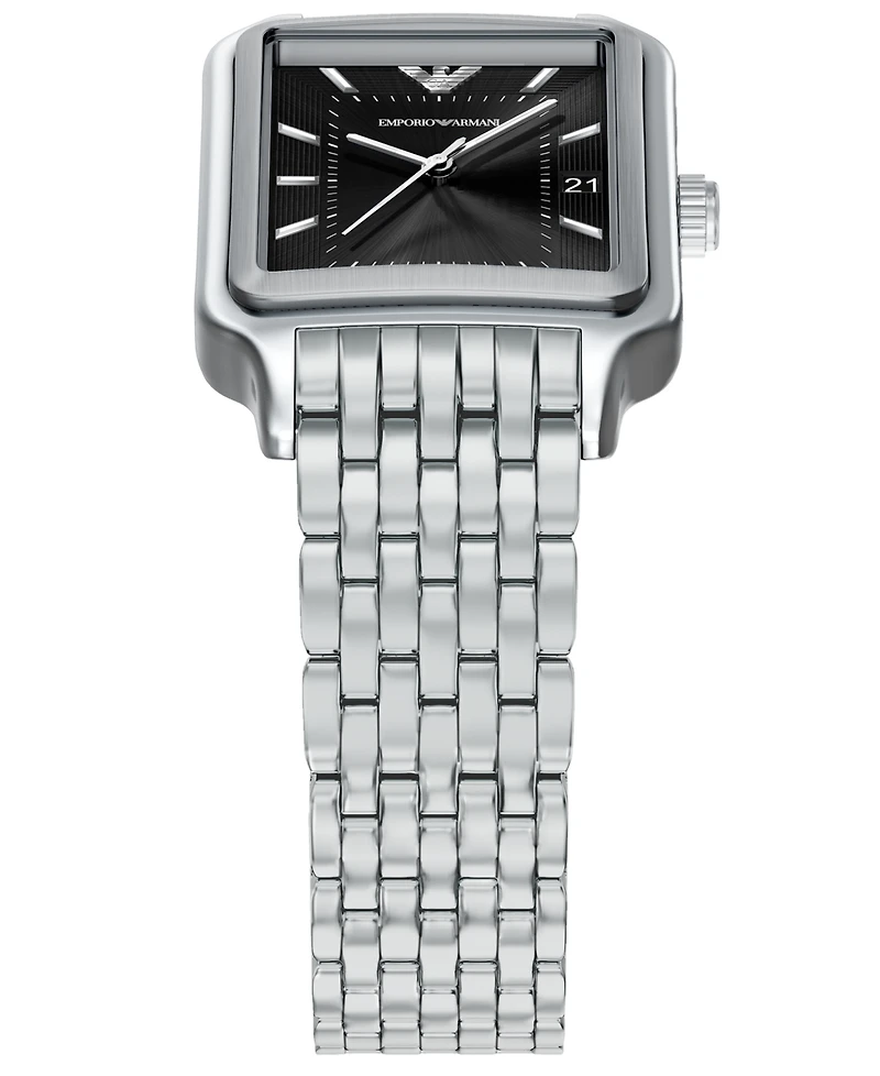 Emporio Armani Men's Quartz Three-Hand Silver Stainless Steel Watch, 36mm
