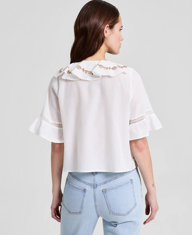 And Now This Petite V-Neck Embroidered Top, Macy's Exclusive