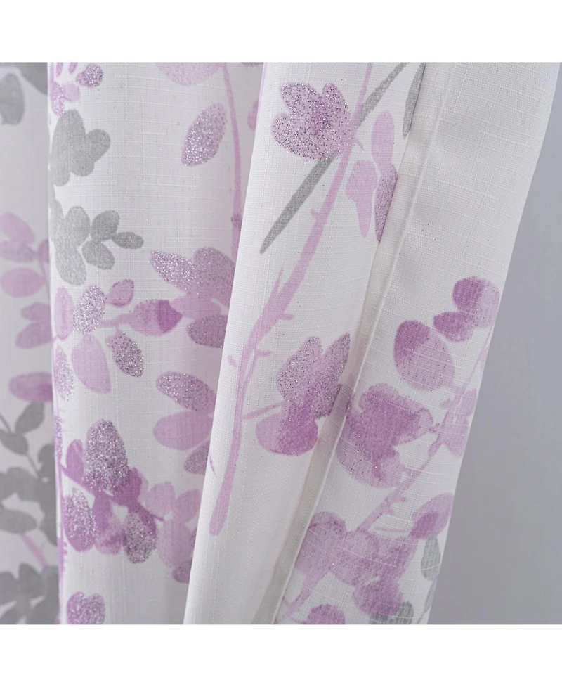 Olivia Gray 100% Polyester 140 Gsm Aiden Printed Textured Grommet Curtain Panel 54" x 90" Blush