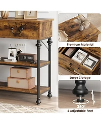 gaomon Entryway Table with Drawers and Storage Shelves, Narrow Console for Hallway, Living Room, or Behind Sofa, Rustic Brown Small Entry