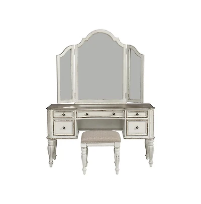 Liberty Furniture Industies, Inc Magnolia Manor 3 Piece Vanity Set in Antique White