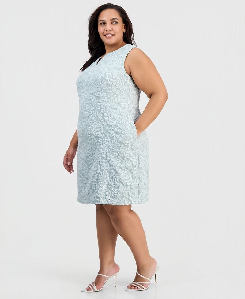 Connected Plus Cloquet Cutout-Neck Sheath Dress