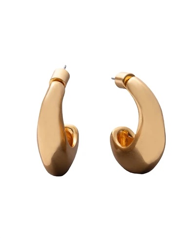 Donna Karan Gold-Tone Molten C Hoop Earrings