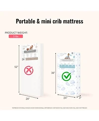Dream On Me Toddler Butterfly 3 Inch Two-Sided Fiber Portable Mini Crib Mattress