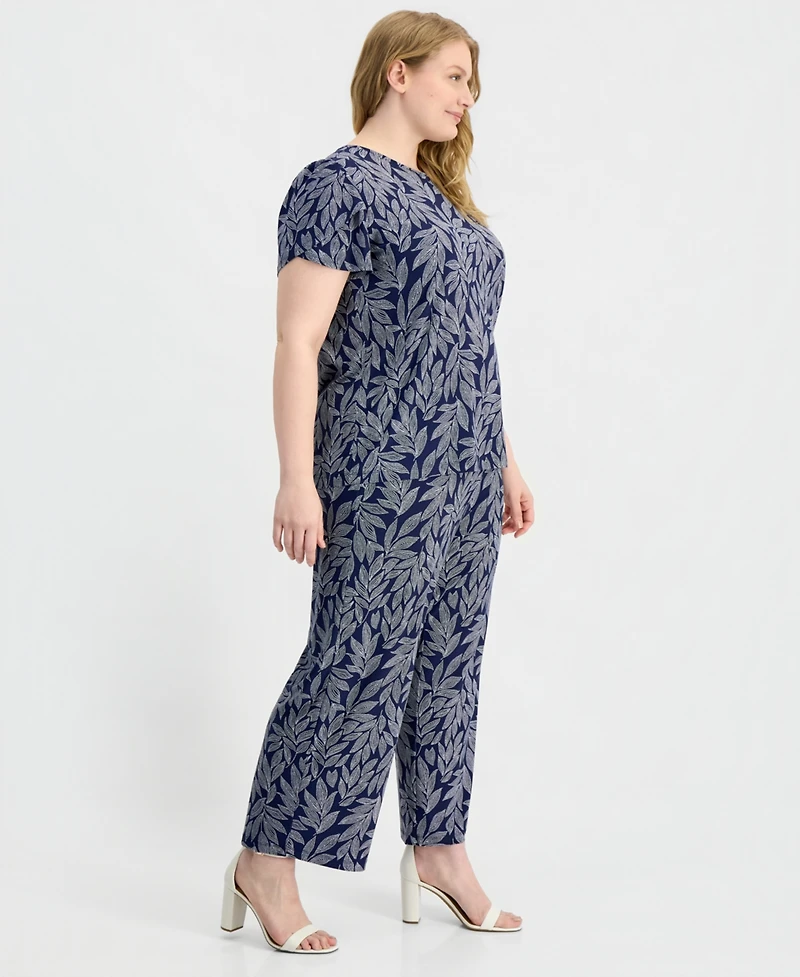 Anne Klein Essentials Plus Wide-Leg Cropped Pull-On Pants