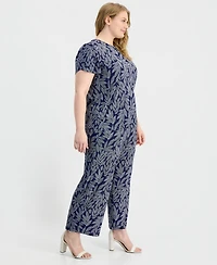 Anne Klein Essentials Plus Wide-Leg Cropped Pull-On Pants