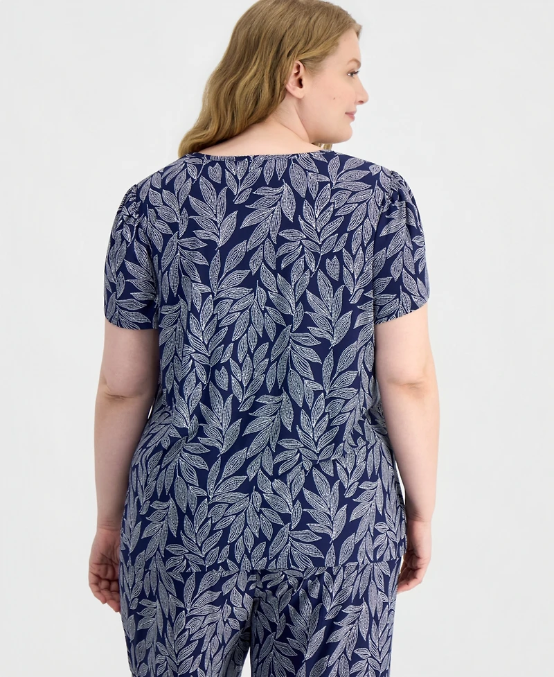 Anne Klein Essentials Plus Tulip-Sleeve Knit Top