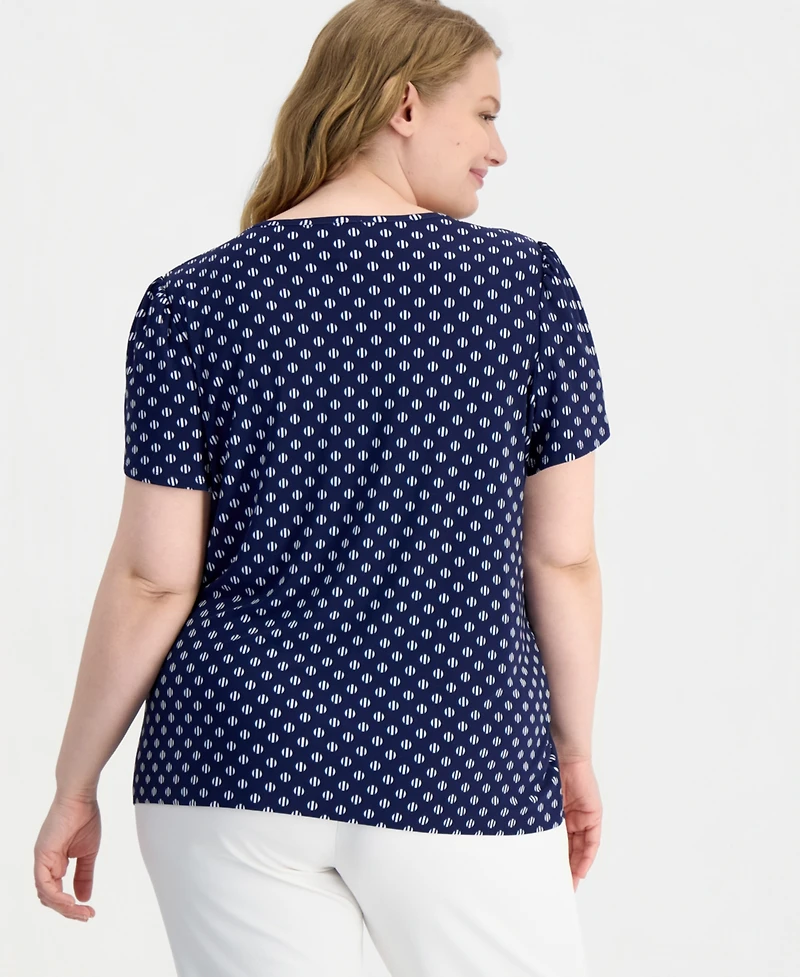 Anne Klein Essentials Plus Tulip-Sleeve Knit Top