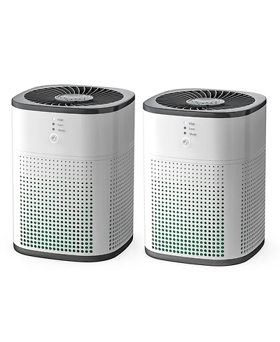 Chivalz 2 Pack Air Purifiers for Bedroom, Air Purifiers for Home Bedroom, Quiet Air Cleaner with 24dB Sleep Mode, True Hepa Filter for Pet, White & Bl