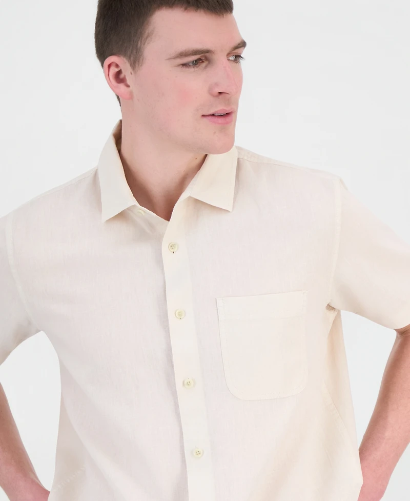 Sun + Stone Men's Garment Dyed Linen Blend Hero Shirt, Macy's Exclusive