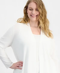 Anne Klein Plus Long-Sleeve Open-Front Cardigan