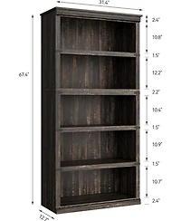 gaomon 67.4" Tall 5-Tier Farmhouse Bookcase - Wooden Bookshelf with Open Display Shelves and Storage, Freestanding Home Office, Living Room