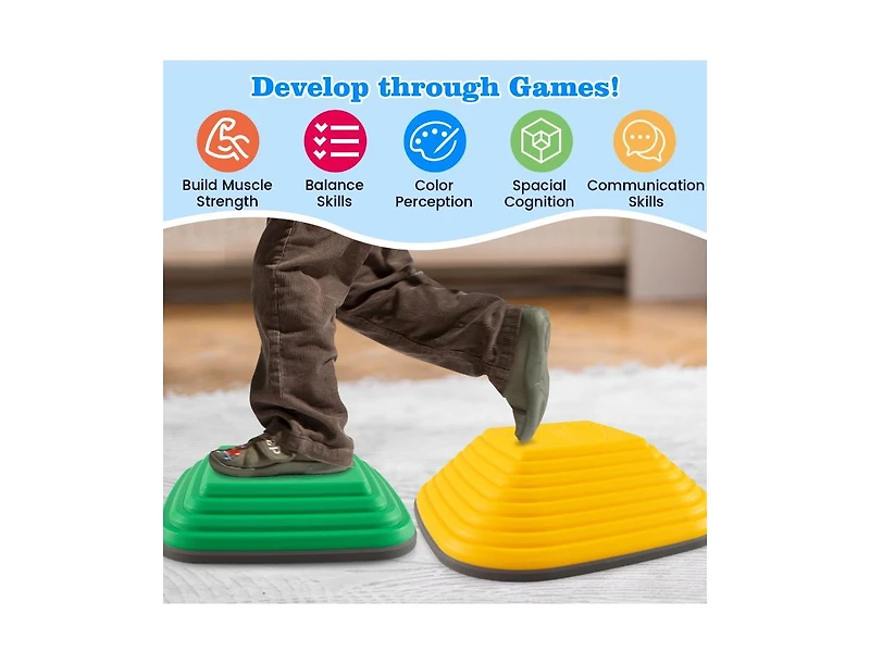 Slickblue 11-Piece Kids Square Stepping Stones Stackable Indoor Outdoor
