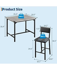 gaomon 5 Piece Dining Table Set for 4 with Footrest and Corner Protectors, Counter Height Kitchen Table with Upholstered Bar Stools
