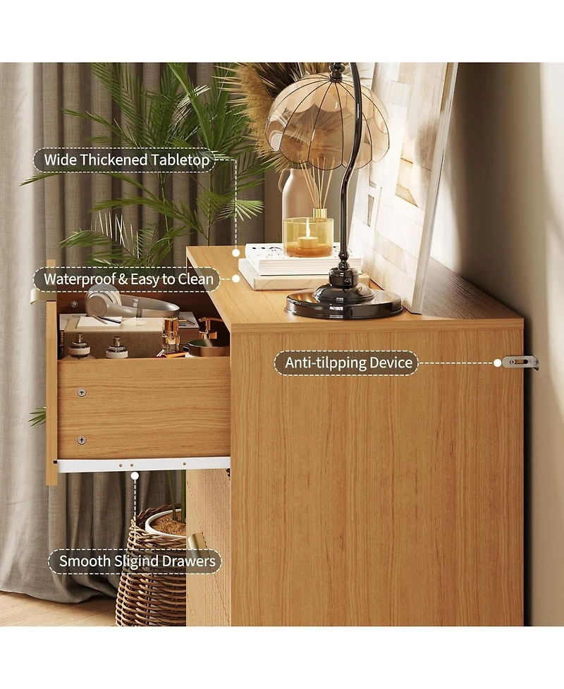 gaomon Fluted 4-Drawer Dresser for Bedroom, 32" Wide Modern Minimalist Chest of Wooden Drawers,Wide Clothes Storage Organizer