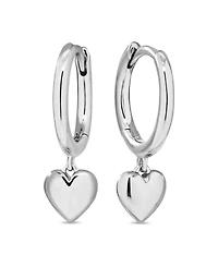 Devata Heart Hoop Earrings in Rhodium Plated Sterling Silver