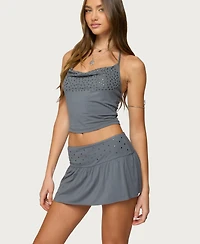 Edikted Women's Klara Studded Cowl Neck Halter Top