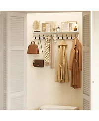 Yigii Solid Pine Wood Wall Coat Rack with Hooks for Entryway, Living Room, Bathroom, Bedroom