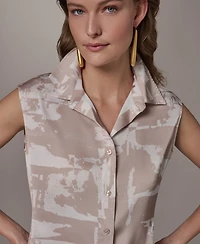 Donna Karan New York Petite Sleeveless Collared Top