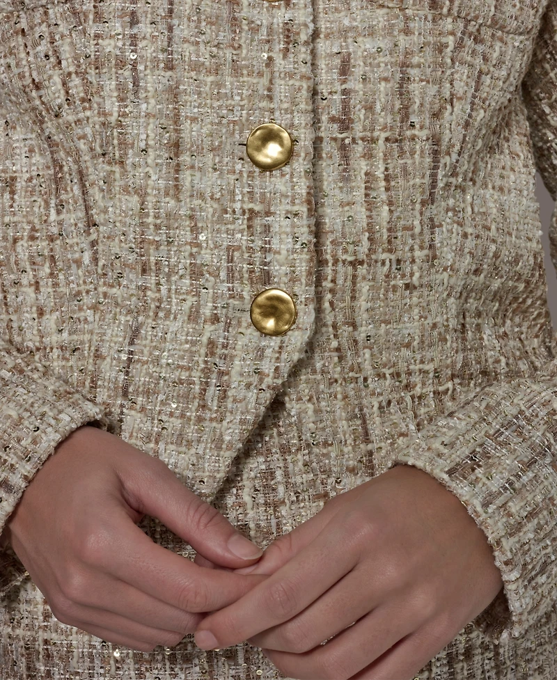 Donna Karan New York Petite Button-Front Cropped Jacket