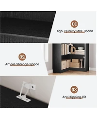 gaomon 71.8" Corner Bookshelf, 5-Tier L-Shaped Farmhouse Bookcase with Thickened Shelves & Anti-Tip Kit