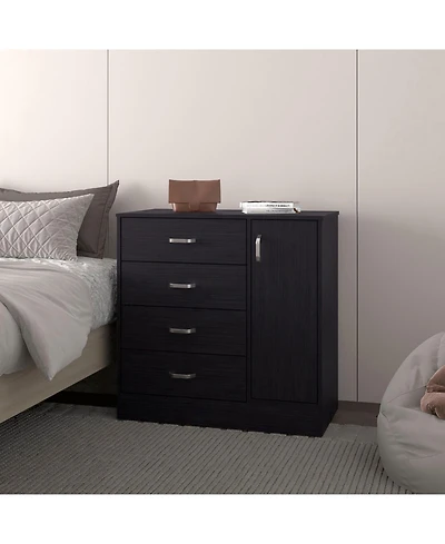 Fm Furniture Turkey 4-Drawer Dresser with Side Cabinet, Freestanding Storage Organizer with Interior Shelf – Ideal for Bedroom