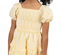Rare Editions Girls' 7-16 Eyelet Smocked Square Neck Dress and Bag, 2-Piece Set