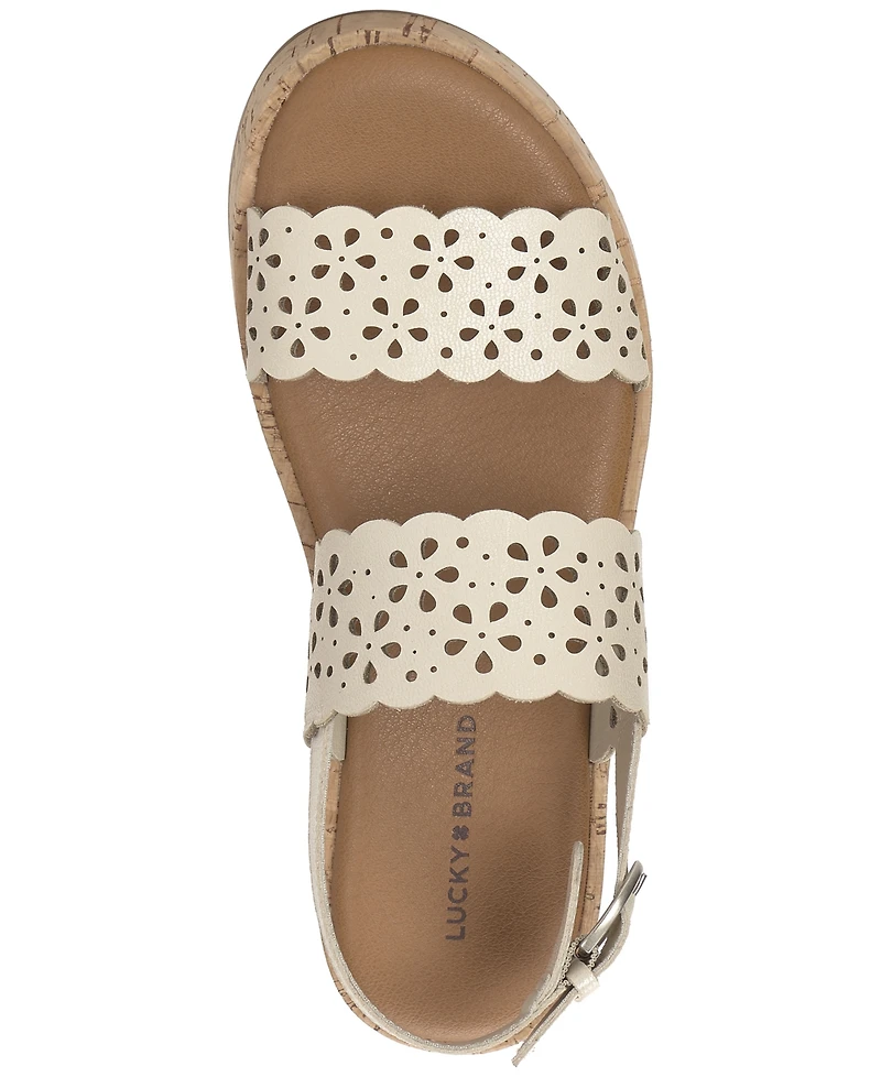 Lucky Brand Women's Elsie Double Band Round Toe Wedge Sandals