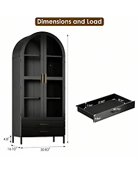 Yigii Arched Glass Cabinet for Home Office, Easy Assembly