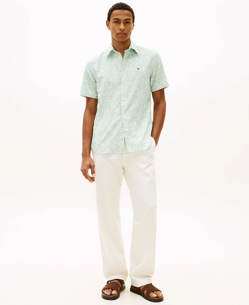 Tommy Hilfiger Men's Short-Sleeve Linen-Blend Printed Shirt